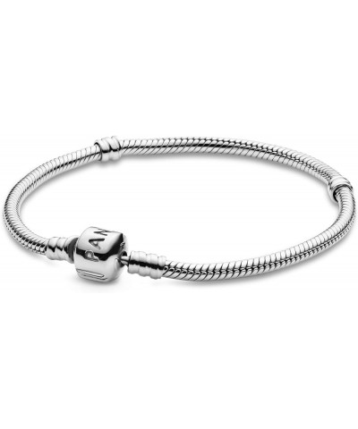 Moments Barrel Clasp Snake Chain Bracelet - Silver Bracelet for Women - Gift for Her - Sterling Silver - With Gift Box 8.3 In...